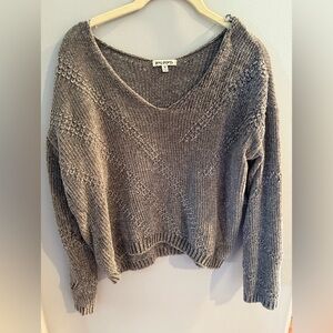 Super soft cropped grey v neck sweater